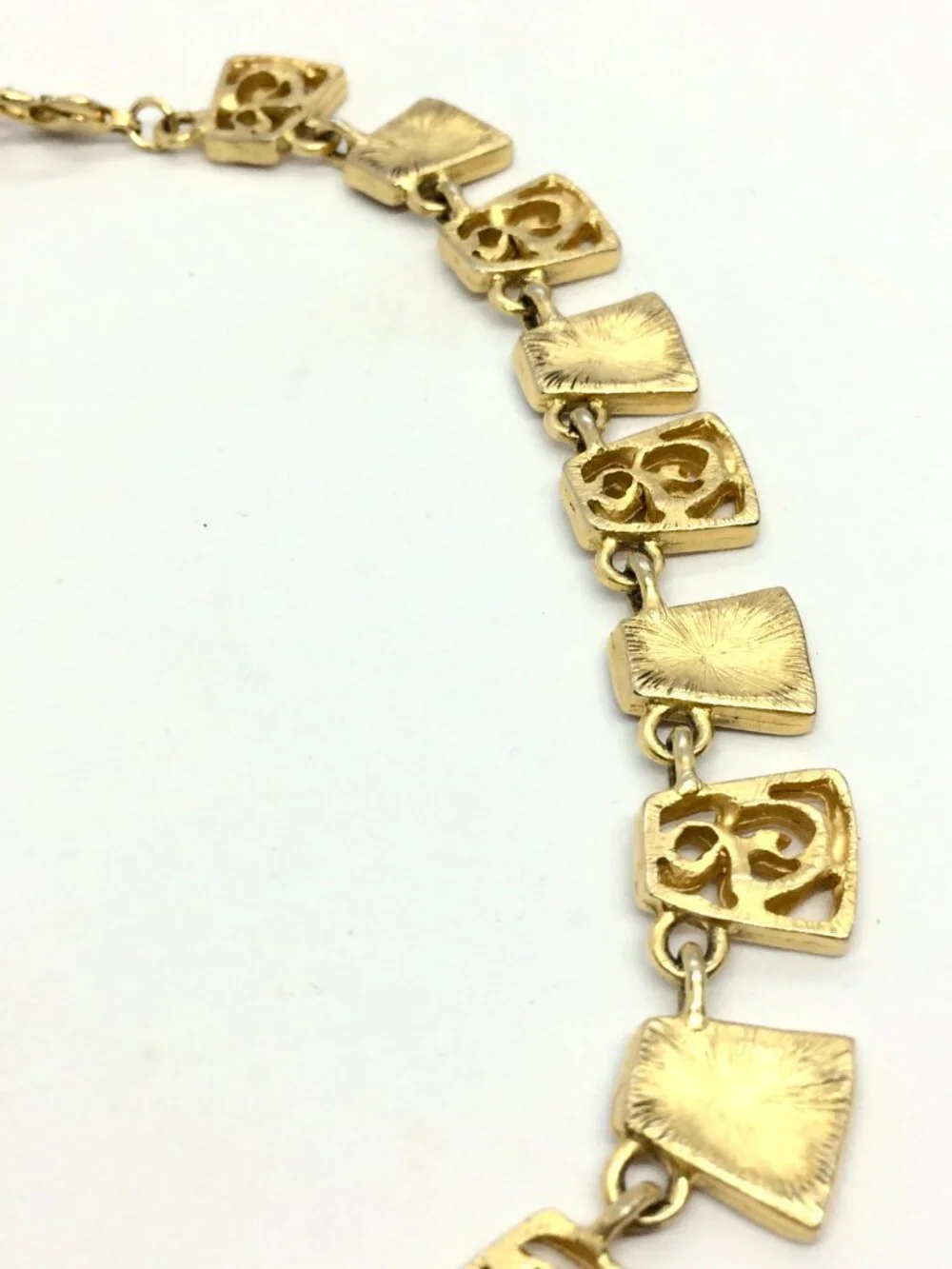 VINTAGE GOLD TONE Necklace Etruscan Revival Filigree Collar Brushed 16